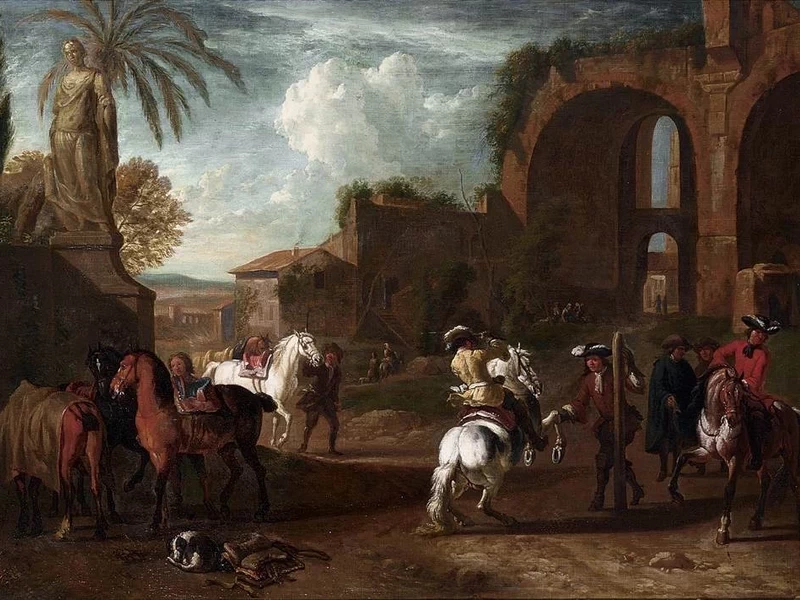 1657-Pieter van Bloemen - Una scuola di equitazione